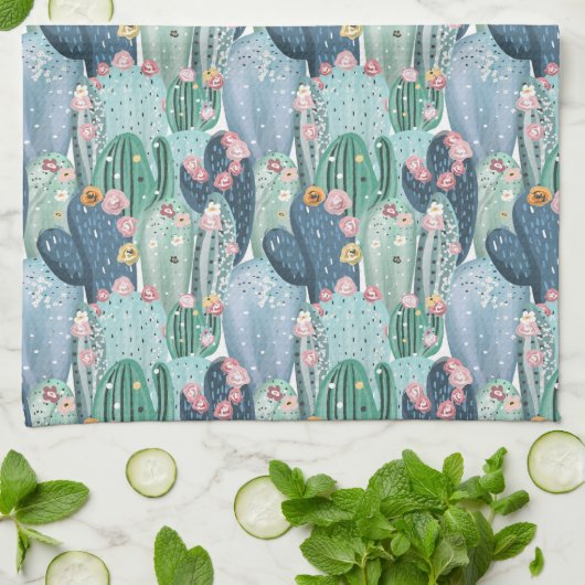 Monogram | Soft Patel Cactus Pattern Theedoek (Gevouwen)