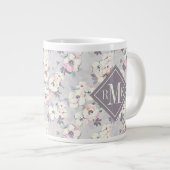 Monogram | Soft roze Waterverf Patroon Grote Koffiekop (Voorkant rechts)