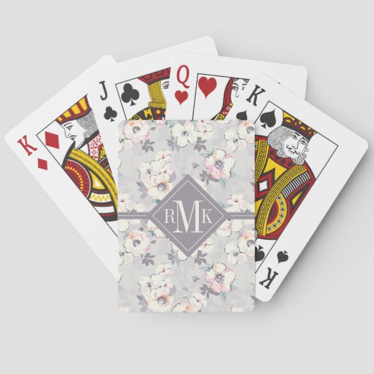 Monogram | Soft roze Waterverf Patroon Pokerkaarten (Achterkant)