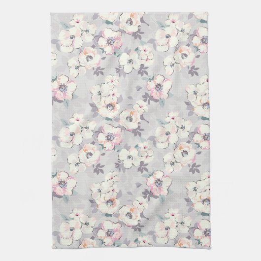 Monogram | Soft roze Waterverf Patroon Theedoek (Verticaal)