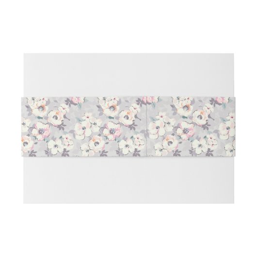 Monogram | Soft roze Waterverf Patroon Uitnodigingen Wikkel (Achterkant Voorbeeld)