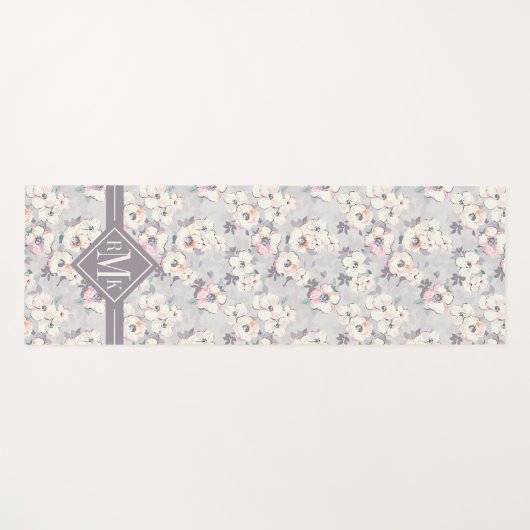 Monogram | Soft roze Waterverf Patroon Yogamat (Voorkant (horizontaal))