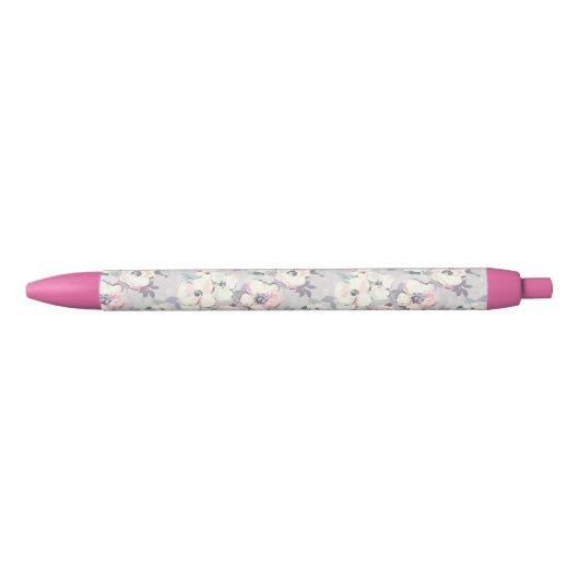 Monogram | Soft roze Waterverf Patroon Zwarte Inkt Pen (Voorkant)