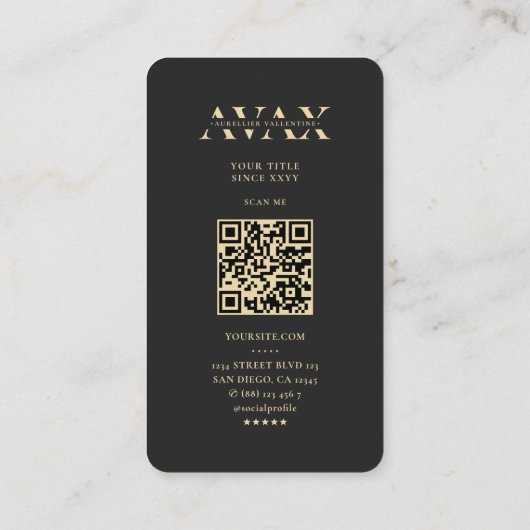 Monogram Software Engineer Modern Zwart Goud Visitekaartje (Achterkant)