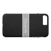 Monogram Solid Black, donkergrijze lint Case-Mate iPhone Case (Achterkant (Horizontaal))