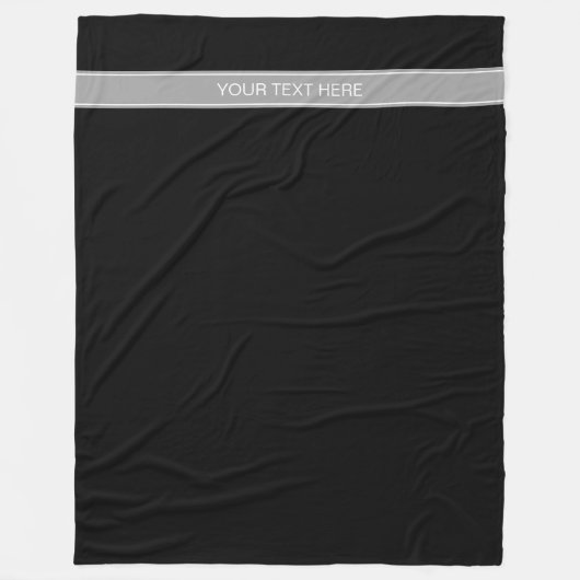 Monogram Solid Black, donkergrijze lint Fleece Deken (Voorkant)