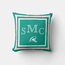 MONOGRAM Solid blauwgroen aqua blue Shark Plak pil Kussen