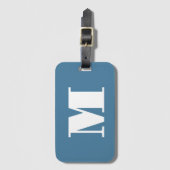 Monogram Solid Blue Pastel Minimalist Professional Bagagelabel (Voorkant (verticaal))