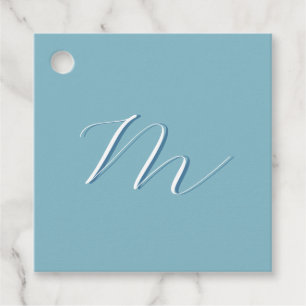 Monogram Solid Blue Pastel Minimalist Professional Bedankjes Labels