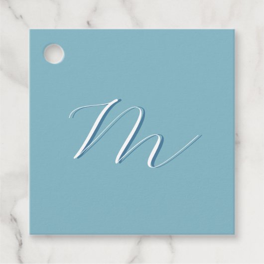Monogram Solid Blue Pastel Minimalist Professional Bedankjes Labels (Voorkant)