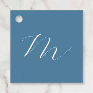 Monogram Solid Blue Pastel Minimalist Professional Bedankjes Labels