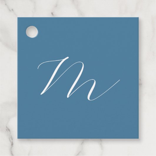Monogram Solid Blue Pastel Minimalist Professional Bedankjes Labels (Voorkant)