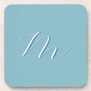 Monogram Solid Blue Pastel Minimalist Professional Bier Onderzetter