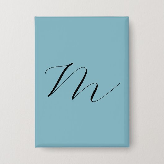 Monogram Solid Blue Pastel Minimalist Professional Button (Voorkant)