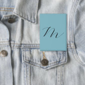 Monogram Solid Blue Pastel Minimalist Professional Button (Insitu)