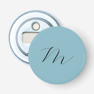 Monogram Solid Blue Pastel Minimalist Professional Button Flesopener