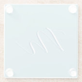 Monogram Solid Blue Pastel Minimalist Professional Glazen Onderzetter (Achterkant)