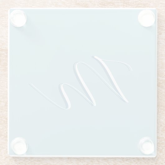 Monogram Solid Blue Pastel Minimalist Professional Glazen Onderzetter (Achterkant)