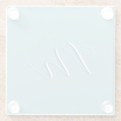 Monogram Solid Blue Pastel Minimalist Professional Glazen Onderzetter (Achterkant)