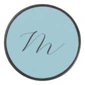 Monogram Solid Blue Pastel Minimalist Professional Hockey Puck (Voorkant)