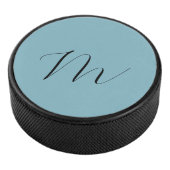 Monogram Solid Blue Pastel Minimalist Professional Hockey Puck (3/4)