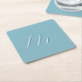 Monogram Solid Blue Pastel Minimalist Professional Kartonnen Onderzetters (Schuin)