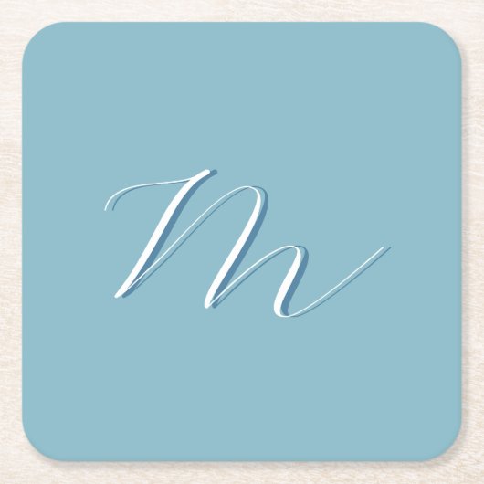 Monogram Solid Blue Pastel Minimalist Professional Kartonnen Onderzetters (Voorkant)