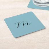 Monogram Solid Blue Pastel Minimalist Professional Kartonnen Onderzetters (Schuin)