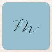 Monogram Solid Blue Pastel Minimalist Professional Kartonnen Onderzetters (Voorkant)