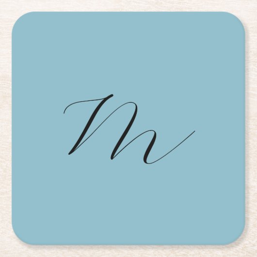Monogram Solid Blue Pastel Minimalist Professional Kartonnen Onderzetters (Voorkant)