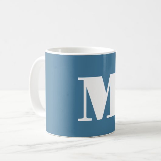 Monogram Solid Blue Pastel Minimalist Professional Koffiemok (Voorkant links)
