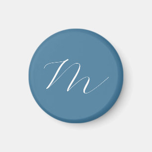 Monogram Solid Blue Pastel Minimalist Professional Magneet