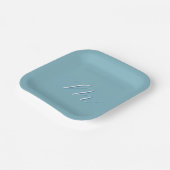 Monogram Solid Blue Pastel Minimalist Professional Papieren Bordje (Gebogen)