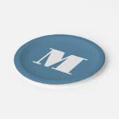 Monogram Solid Blue Pastel Minimalist Professional Papieren Bordje (Gekanteld)