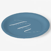 Monogram Solid Blue Pastel Minimalist Professional Papieren Bordje (Gekanteld)