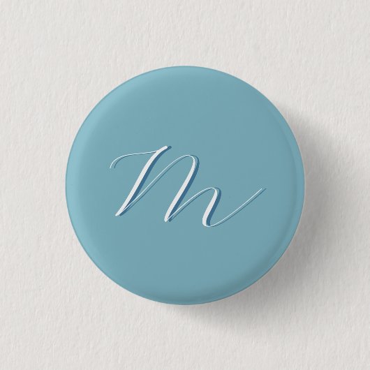 Monogram Solid Blue Pastel Minimalist Professional Ronde Button 3,2 Cm (Voorkant)