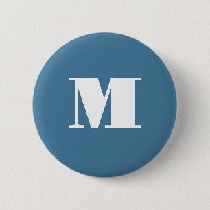 Monogram Solid Blue Pastel Minimalist Professional Ronde Button 5,7 Cm