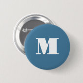 Monogram Solid Blue Pastel Minimalist Professional Ronde Button 5,7 Cm (Voorkant /achterkant)