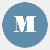 Monogram Solid Blue Pastel Minimalist Professional Ronde Sticker (Voorkant)