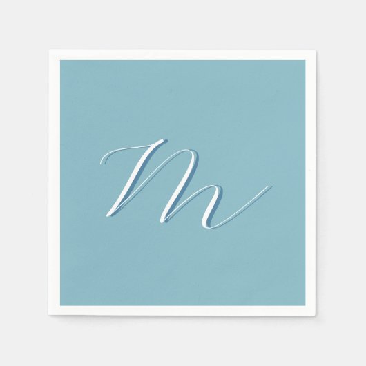 Monogram Solid Blue Pastel Minimalist Professional Servet (Voorkant)
