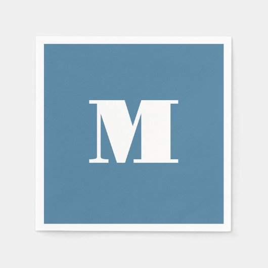 Monogram Solid Blue Pastel Minimalist Professional Servet (Voorkant)