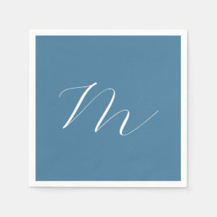 Monogram Solid Blue Pastel Minimalist Professional Servet