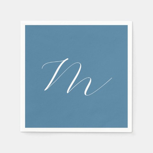 Monogram Solid Blue Pastel Minimalist Professional Servet (Voorkant)