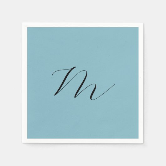 Monogram Solid Blue Pastel Minimalist Professional Servet (Voorkant)