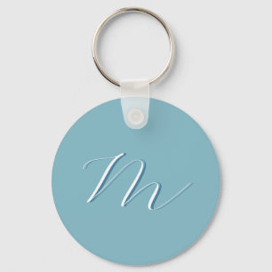 Monogram Solid Blue Pastel Minimalist Professional Sleutelhanger