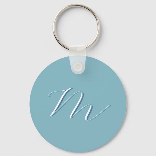 Monogram Solid Blue Pastel Minimalist Professional Sleutelhanger (Voorkant)