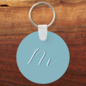 Monogram Solid Blue Pastel Minimalist Professional Sleutelhanger (Voorkant)