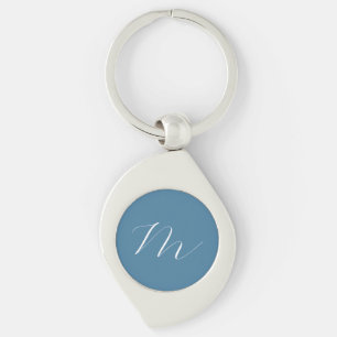 Monogram Solid Blue Pastel Minimalist Professional Sleutelhanger