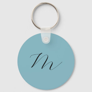 Monogram Solid Blue Pastel Minimalist Professional Sleutelhanger