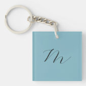 Monogram Solid Blue Pastel Minimalist Professional Sleutelhanger (voorkant)